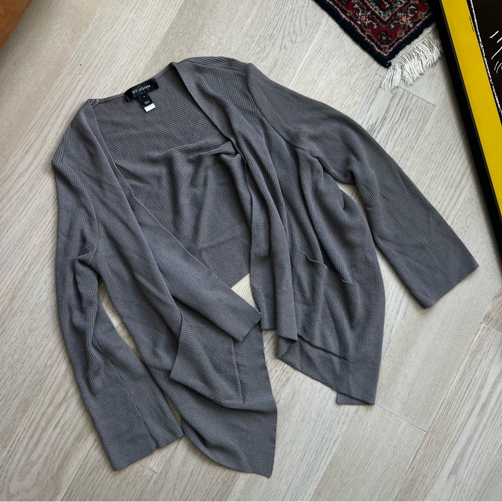 St. John Open Front Cardigan Wool